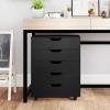 Giantex 5-Drawer Storage Cabinet, Mobile Lateral File Cabinet with Drawers, Wheels, Rolling Chest of Drawers, 19.5″ x 16″ x 25.5″ for Office Under Desk Living Room, Study(Black)