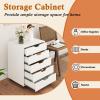 Giantex 5-Drawer Storage Cabinet, Mobile Lateral File Cabinet with Drawers, Wheels, Rolling Chest of Drawers, 19.5″ x 16″ x 25.5″ for Office Under Desk Living Room, Study(White)