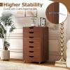 Giantex 5-Drawer Storage Cabinet, Mobile Lateral File Cabinet with Drawers, Wheels, Rolling Chest of Drawers, 19.5″ x 16″ x 25.5″ for Office Under Desk Living Room, Study(Walnut)