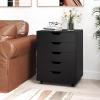 Giantex 5-Drawer Storage Cabinet, Mobile Lateral File Cabinet with Drawers, Wheels, Rolling Chest of Drawers, 19.5″ x 16″ x 25.5″ for Office Under Desk Living Room, Study(Black)