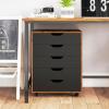 Giantex 5-Drawer Storage Cabinet, Mobile Lateral File Cabinet with Drawers, Wheels, Rolling Chest of Drawers, 19.5″ x 16″ x 25.5″ for Office Under Desk Living Room, Study(Rustic Brown+black)