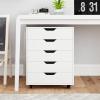 Giantex 5-Drawer Storage Cabinet, Mobile Lateral File Cabinet with Drawers, Wheels, Rolling Chest of Drawers, 19.5″ x 16″ x 25.5″ for Office Under Desk Living Room, Study(White)
