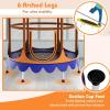 Giantex 5Ft Trampoline for Kids, 60″ Carousel Toddler Trampoline with Detachable Shade Cover, Seamless Design, Outdoor Indoor Mini Small Cute Trampoline for Boys Girls Aged 3-6 Gift(Orange/Blue)