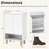 Giantex 5-Tier Shoe Cabinet with Doors, Faux Marble Shoe Rack Organizer with Anti-Tipping Kit & Flat Tilting Storage Shelves, Wooden Shoe Storage Cabinet for Entryway, Hallway, Living Room, White