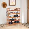 Giantex 5-Tier Shoe Rack, Acacia Wood Shoe Shelf with Side Metal Hooks, Holds up 12-18 Pairs, Shoe Organizer, Shoe Storage, Wooden Shoe Rack for Entryway, 25’’Lx10.5’’Wx32.5’’H(5 Tier (25″Lx10.5″Wx32.5″H))