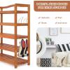 Giantex 5-Tier Shoe Rack, Acacia Wood Shoe Shelf with Side Metal Hooks, Holds up 12-18 Pairs, Shoe Organizer, Shoe Storage, Wooden Shoe Rack for Entryway, 25’’Lx10.5’’Wx32.5’’H(5 Tier (25″Lx10.5″Wx32.5″H))