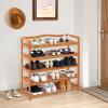 Giantex 5-Tier Shoe Rack, Acacia Wood Shoe Shelf with Side Metal Hooks, Holds up 12-18 Pairs, Shoe Organizer, Shoe Storage, Wooden Shoe Rack for Entryway, 25’’Lx10.5’’Wx32.5’’H(5 Tier (33’’Lx10.5’’Wx32.5’’H))