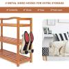 Giantex 5-Tier Shoe Rack, Acacia Wood Shoe Shelf with Side Metal Hooks, Holds up 12-18 Pairs, Shoe Organizer, Shoe Storage, Wooden Shoe Rack for Entryway, 25’’Lx10.5’’Wx32.5’’H(3 Tier (29″L x10.5″Wx 24.5″H))