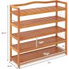 Giantex 5-Tier Shoe Rack, Acacia Wood Shoe Shelf with Side Metal Hooks, Holds up 12-18 Pairs, Shoe Organizer, Shoe Storage, Wooden Shoe Rack for Entryway, 25’’Lx10.5’’Wx32.5’’H(5 Tier (33’’Lx10.5’’Wx32.5’’H))