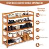 Giantex 5-Tier Shoe Rack, Acacia Wood Shoe Shelf with Side Metal Hooks, Holds up 12-18 Pairs, Shoe Organizer, Shoe Storage, Wooden Shoe Rack for Entryway, 25’’Lx10.5’’Wx32.5’’H(5 Tier (33’’Lx10.5’’Wx32.5’’H))