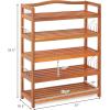 Giantex 5-Tier Shoe Rack, Acacia Wood Shoe Shelf with Side Metal Hooks, Holds up 12-18 Pairs, Shoe Organizer, Shoe Storage, Wooden Shoe Rack for Entryway, 25’’Lx10.5’’Wx32.5’’H(5 Tier (25″Lx10.5″Wx32.5″H))