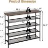 Giantex 5-Tier Shoe Rack, Industrial Adjustable Metal Shoe Storage Organizer w/ 4 Metal Mesh Shelves for 16-20 Pairs, Adjustable Feet, Heavy Duty Steel Frame, for Entryway, Hallway, Dorm, Rustic Brown(Rustic Brown)