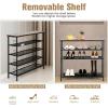 Giantex 5-Tier Shoe Rack, Industrial Adjustable Metal Shoe Storage Organizer w/ 4 Metal Mesh Shelves for 16-20 Pairs, Adjustable Feet, Heavy Duty Steel Frame, for Entryway, Hallway, Dorm, Rustic Brown(Rustic Brown)