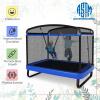 Giantex 6 FT Trampoline for Kids, Toddler Rebounder with Swing & Safety Enclosure Net, ASTM Approved, Rectangle Indoor & Outdoor Mini Kids Trampoline(Bright Blue with Horizontal Bar)