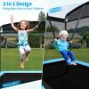 Giantex 6 FT Trampoline for Kids, Toddler Rebounder with Swing & Safety Enclosure Net, ASTM Approved, Rectangle Indoor & Outdoor Mini Kids Trampoline(Blue)