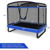 Giantex 6 FT Trampoline for Kids, Toddler Rebounder with Swing & Safety Enclosure Net, ASTM Approved, Rectangle Indoor & Outdoor Mini Kids Trampoline(Bright Blue with Horizontal Bar)