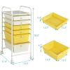 Giantex 6 Storage Drawer Cart Rolling Organizer Cart for Tools Scrapbook Paper Home Office School Multipurpose Mobile Utility Cart (Black Gradient)(Beige+Yellow)