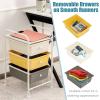 Giantex 6 Storage Drawer Cart Rolling Organizer Cart for Tools Scrapbook Paper Home Office School Multipurpose Mobile Utility Cart (Black Gradient)(Beige+Yellow+Gray)
