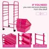 Giantex 6 Storage Drawer Cart Rolling Organizer Cart for Tools Scrapbook Paper Home Office School Multipurpose Mobile Utility Cart (Black Gradient)(Hot Pink)