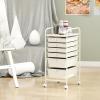 Giantex 6 Storage Drawer Cart Rolling Organizer Cart for Tools Scrapbook Paper Home Office School Multipurpose Mobile Utility Cart (Black Gradient)(Ivory)