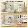 Giantex 6 Storage Drawer Cart Rolling Organizer Cart for Tools Scrapbook Paper Home Office School Multipurpose Mobile Utility Cart (Black Gradient)(Ivory)