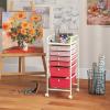 Giantex 6 Storage Drawer Cart Rolling Organizer Cart for Tools Scrapbook Paper Home Office School Multipurpose Mobile Utility Cart (Black Gradient)(Pink Gradient)