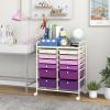 Giantex 6 Storage Drawer Cart Rolling Organizer Cart for Tools Scrapbook Paper Home Office School Multipurpose Mobile Utility Cart (Black Gradient)(Purple Gradient)