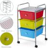 Giantex 6 Storage Drawer Cart Rolling Organizer Cart for Tools Scrapbook Paper Home Office School Multipurpose Mobile Utility Cart (Black Gradient)(Red+Green+Turquoise)