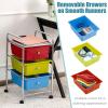 Giantex 6 Storage Drawer Cart Rolling Organizer Cart for Tools Scrapbook Paper Home Office School Multipurpose Mobile Utility Cart (Black Gradient)(Red+Green+Turquoise)