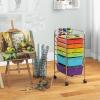 Giantex 6 Storage Drawer Cart Rolling Organizer Cart for Tools Scrapbook Paper Home Office School Multipurpose Mobile Utility Cart (Black Gradient)(Red+Orange+Green+Turquoise+Purple)