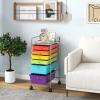 Giantex 6 Storage Drawer Cart Rolling Organizer Cart for Tools Scrapbook Paper Home Office School Multipurpose Mobile Utility Cart (Black Gradient)(Red+Orange+Green+Turquoise+Purple)