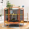 Giantex 60″ Trampoline for Kids, Heavy Duty Small Mini Toddler Trampoline with Ring and Horizontal Bar, Adjustable Height, Max Weight 330 lbs, 5 Ft Outdoor Indoor Trampolines for 3-7 Ages(Orange)