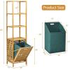 Giantex 63” Tilt Out Laundry Hamper and 4-Tier Storage Shelves, Removable Clothes Basket with Easy Carry, Bamboo Tower Hamper Organizer, Great for Bathroom, Bedroom, Laundry Room, Closet, Nursery