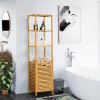 Giantex 63” Tilt Out Laundry Hamper and 4-Tier Storage Shelves, Removable Clothes Basket with Easy Carry, Bamboo Tower Hamper Organizer, Great for Bathroom, Bedroom, Laundry Room, Closet, Nursery