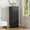 Giantex 6-Drawer Dresser for Bedroom, Wooden Chest of Drawers w/Metal Handles & Large Capacity, 16″ D x 23.5″ W x 53.5″ H Clothes Organizer, Modern Tall Dresser for Bedroom, Entryway, Living Room(Black)