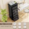 Giantex 6-Drawer Dresser for Bedroom, Wooden Chest of Drawers w/Metal Handles & Large Capacity, 16″ D x 23.5″ W x 53.5″ H Clothes Organizer, Modern Tall Dresser for Bedroom, Entryway, Living Room(Black)