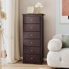 Giantex 6-Drawer Dresser for Bedroom, Wooden Chest of Drawers w/Metal Handles & Large Capacity, 16″ D x 23.5″ W x 53.5″ H Clothes Organizer, Modern Tall Dresser for Bedroom, Entryway, Living Room(Brown)