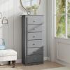 Giantex 6-Drawer Dresser for Bedroom, Wooden Chest of Drawers w/Metal Handles & Large Capacity, 16″ D x 23.5″ W x 53.5″ H Clothes Organizer, Modern Tall Dresser for Bedroom, Entryway, Living Room(Grey)