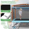 Giantex 6Ft Rectangle Trampoline with Swing, ASTM Approved Mini Kids Trampoline with Net, Horizontal Bar, L-Shaped 2 Way Zippers, Indoor Outdoor Small Recreational Trampoline for Toddler Age 3+(Blue/ Orange)