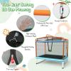 Giantex 6Ft Rectangle Trampoline with Swing, ASTM Approved Mini Kids Trampoline with Net, Horizontal Bar, L-Shaped 2 Way Zippers, Indoor Outdoor Small Recreational Trampoline for Toddler Age 3+(Blue/ Orange)