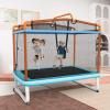 Giantex 6Ft Rectangle Trampoline with Swing, ASTM Approved Mini Kids Trampoline with Net, Horizontal Bar, L-Shaped 2 Way Zippers, Indoor Outdoor Small Recreational Trampoline for Toddler Age 3+(Blue/ Orange)