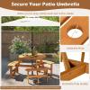 Giantex 6-Person Round Picnic Table Set with 3 Benches, 550 LBS Bench Capacity, 2″ Umbrella Hole, Circular Outdoor Wood Dining Table & Chairs for Patio Yard Garden Porch Deck (68”x62”x28”,Brown)(Yellow)