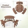 Giantex 6-Person Round Picnic Table Set with 3 Benches, 550 LBS Bench Capacity, 2″ Umbrella Hole, Circular Outdoor Wood Dining Table & Chairs for Patio Yard Garden Porch Deck (68”x62”x28”,Brown)(Brown)