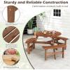Giantex 6-Person Round Picnic Table Set with 3 Benches, 550 LBS Bench Capacity, 2″ Umbrella Hole, Circular Outdoor Wood Dining Table & Chairs for Patio Yard Garden Porch Deck (68”x62”x28”,Brown)(Brown)