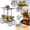 Giantex 6-Tier Plant Stand Flower Pot Holder Metal Flower Display Shelf with 4 Decorative Wheels Multilayer Parisian Style Plant Pot Holder Rack for Indoor, Garden, Patio, 32″L x 10″Wx 30″H, Black