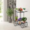 Giantex 6-Tier Plant Stand Flower Pot Holder Metal Flower Display Shelf with 4 Decorative Wheels Multilayer Parisian Style Plant Pot Holder Rack for Indoor, Garden, Patio, 32″L x 10″Wx 30″H, Black