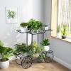 Giantex 6-Tier Plant Stand Flower Pot Holder Metal Flower Display Shelf with 4 Decorative Wheels Multilayer Parisian Style Plant Pot Holder Rack for Indoor, Garden, Patio, 32″L x 10″Wx 30″H, Black