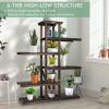 Giantex 6-Tier Wooden Plant Stand for Indoor Outdoor, 12 Potted Plant Display Holder Carbonized Fir Wood, Reinforced Slat, Ornament Display Shelf for Garden Balcony Home Office Plant Shelf