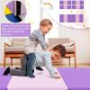 Giantex 6’x 2′ Gymnastics Mat, 2″ Thick Folding Tumbling Mat with Hook and Loop Fastener, Foldable Gym Mat with Carrying Handles, Cheer Mats for Kids Adults Home Exercise Aerobics Fitness(Purple/Pink)