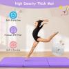 Giantex 6’x 2′ Gymnastics Mat, 2″ Thick Folding Tumbling Mat with Hook and Loop Fastener, Foldable Gym Mat with Carrying Handles, Cheer Mats for Kids Adults Home Exercise Aerobics Fitness(Purple)